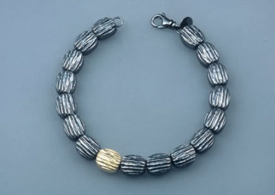 Oxidized Sterling Silver and 18k Bark Bracelet