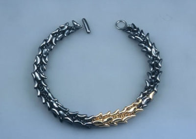 Oxidized Sterling Silver and 18k Gold Black Bean Necklace