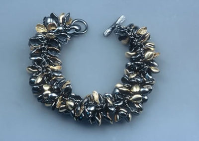 Oxidized Sterling Silver and 18k Gold Shells Bracelet